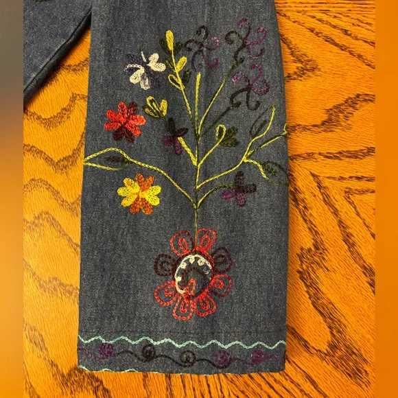 Embroidered Denim Jacket with Floral Design - Picture 8 of 12